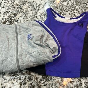 Vintage Adidas Women Small Hoodie Sweatshirt Yoga Top Bra Sport Purple Bundle